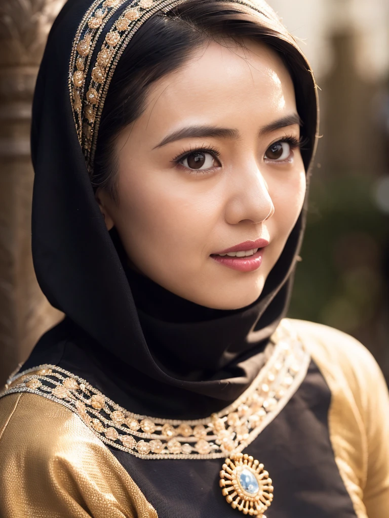 1girl, Chinese girl, hijab, walking in Iran, detailed face, beautiful detailed eyes, beautiful detailed lips, extremely detailed eyes and face, long eyelashes, traditional Iranian clothing, ornate hijab, intricate embroidery, warm lighting, cinematic composition, photorealistic, 8k, hyper detailed, masterpiece, realistic, cinematic lighting, vivid colors, muted color palette, golden hour, natural lighting