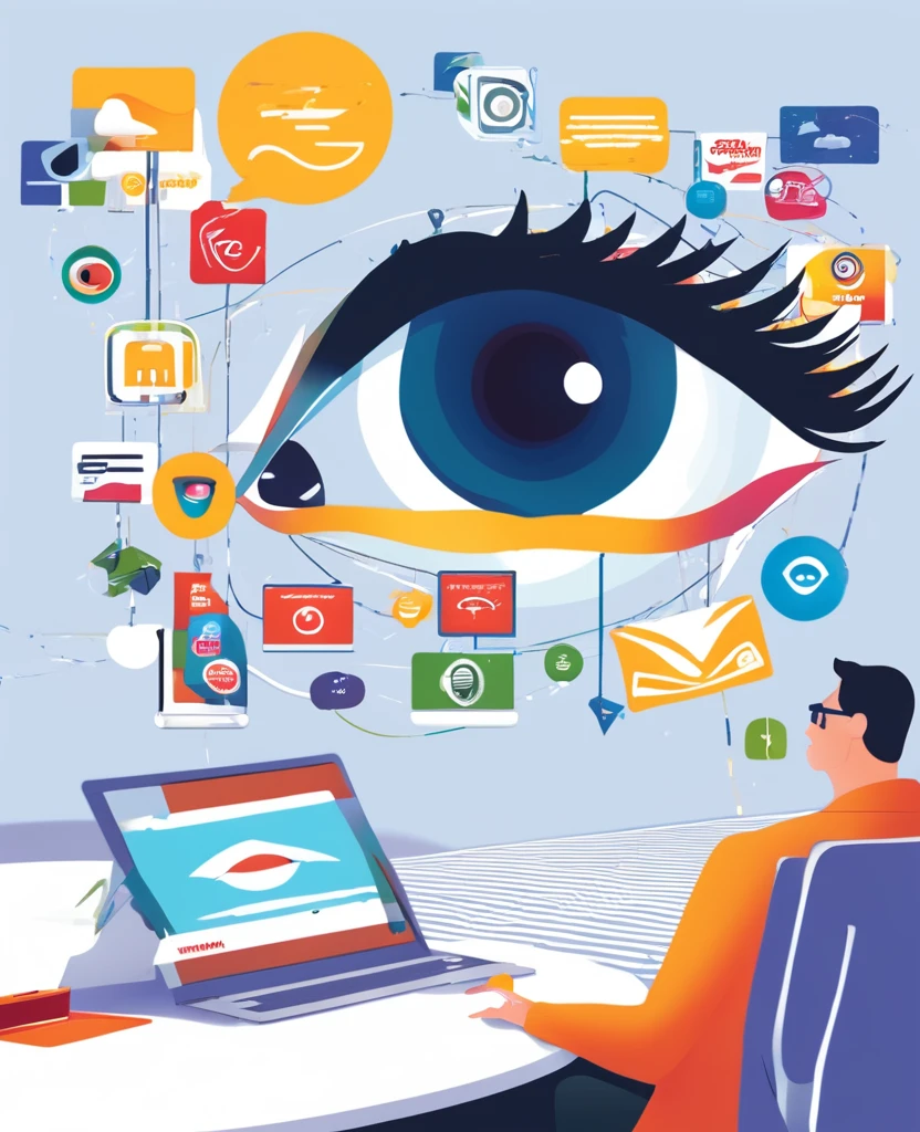 illustration of a post showing advertisement of connecting brands to the right eye 