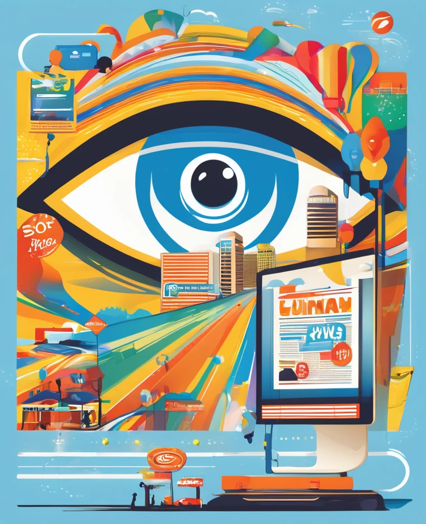 illustration of a post showing advertisement of connecting brands to the right eye
