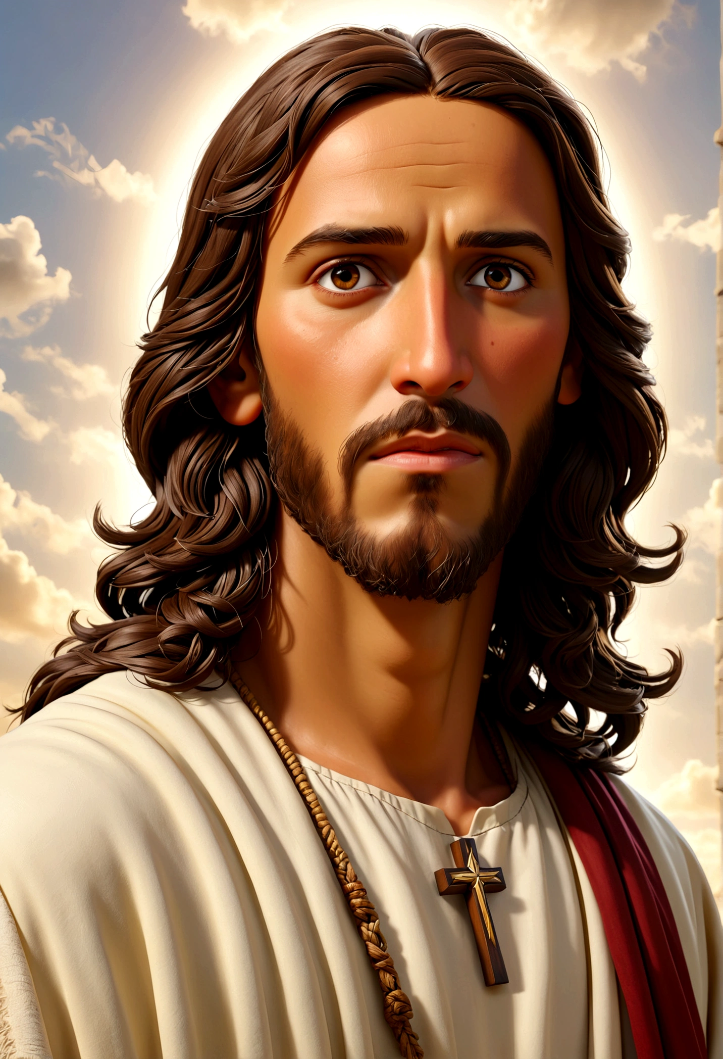 anta teresinha do menino jesus, Ultra-realistic,Plain background, Stands facing s, super high qualit, Dressed, (View your viewers)