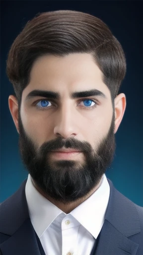   Haredi Jewish man with blue eyes, short hairstyle with focus on face