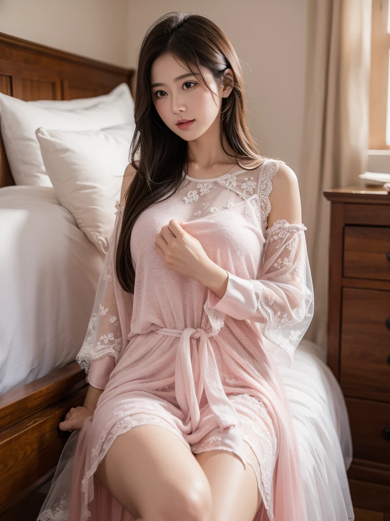 Pink lace tulle pajamas,Not Wearing