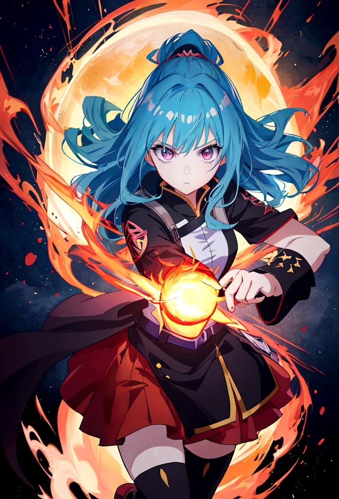 Cartoon image of a girl holding a sword and a fireball, Anime Style 4 k, Spectacular 8K HD anime shots, Anime Style. 8K, Demon Slayer Art Style, anime wallpaper 4k, anime wallpaper 4k, すごいアニメ 8K, epic Anime Style, anime art wallpaper 4k, anime art wallpaper 4k, Anime Cover, 4k anime wallpaper