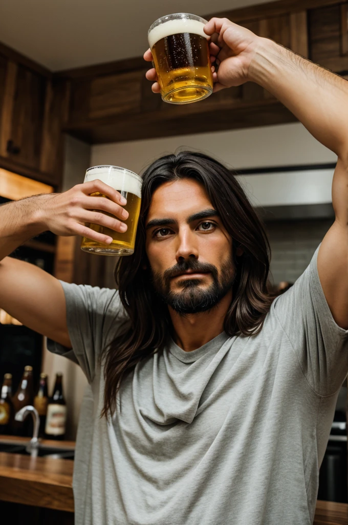 Jesus Christ drinking beer