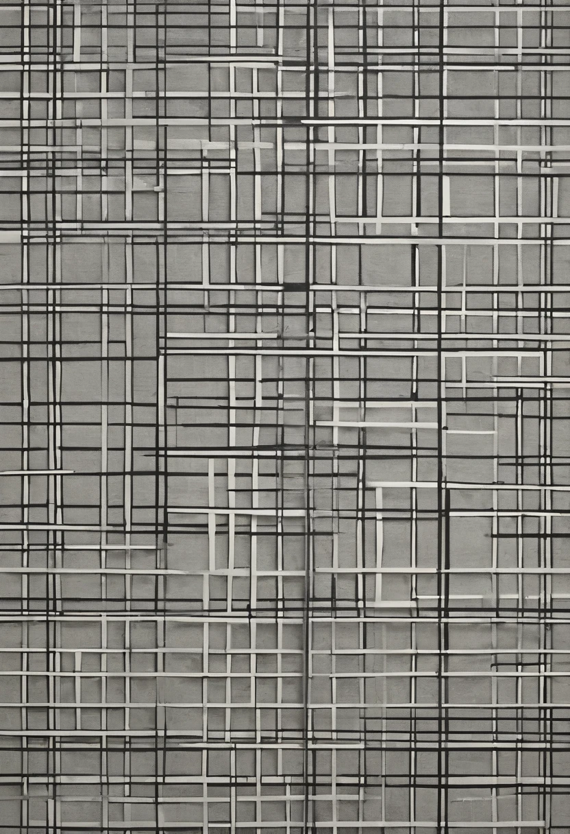Design with straight lines and simple geometric shapes. A grid design in gray and black tones. The grid is made up of black and gray lines that intersect at right angles, creating a series of uniform squares and rectangles. The gray tones vary in intensity, adding depth and contrast to the pattern. The white background highlights the sharpness of the lines, while the precise and regular arrangement of the grid provides a sense of order and balance. The simplicity and elegance of the design emphasize clarity and minimalism, resulting in a visually attractive and modern composition. UHD, masterpiece, accurate, super detail, 16k
