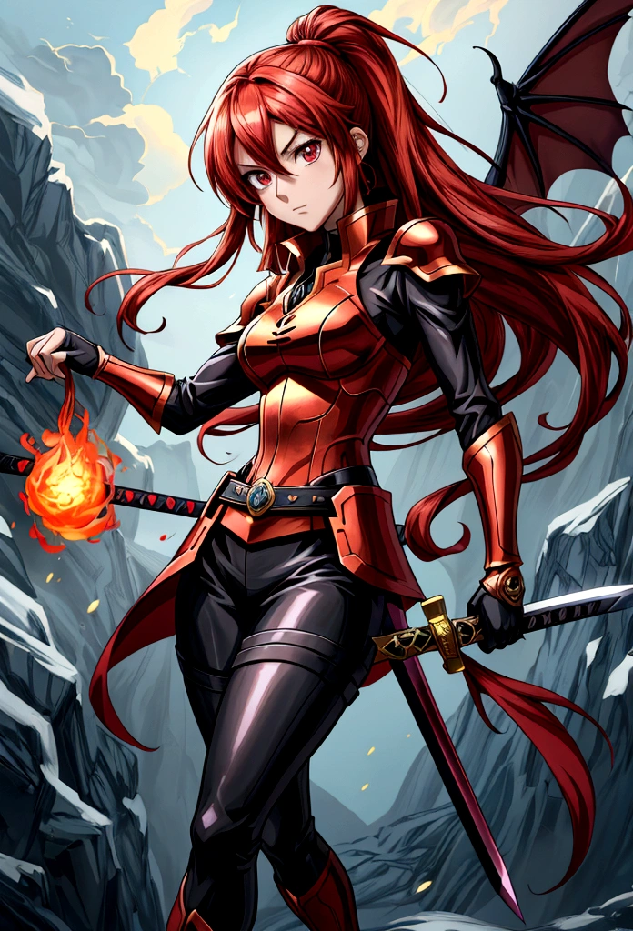 Cartoon image of a girl holding a sword and a fireball, Anime Style 4 k, Spectacular 8K HD anime shots, Anime Style. 8K, Demon Slayer Art Style, anime wallpaper 4k, anime wallpaper 4k, すごいアニメ 8K, epic Anime Style, anime art wallpaper 4k, anime art wallpaper 4k, Anime Cover, 4k anime wallpaper