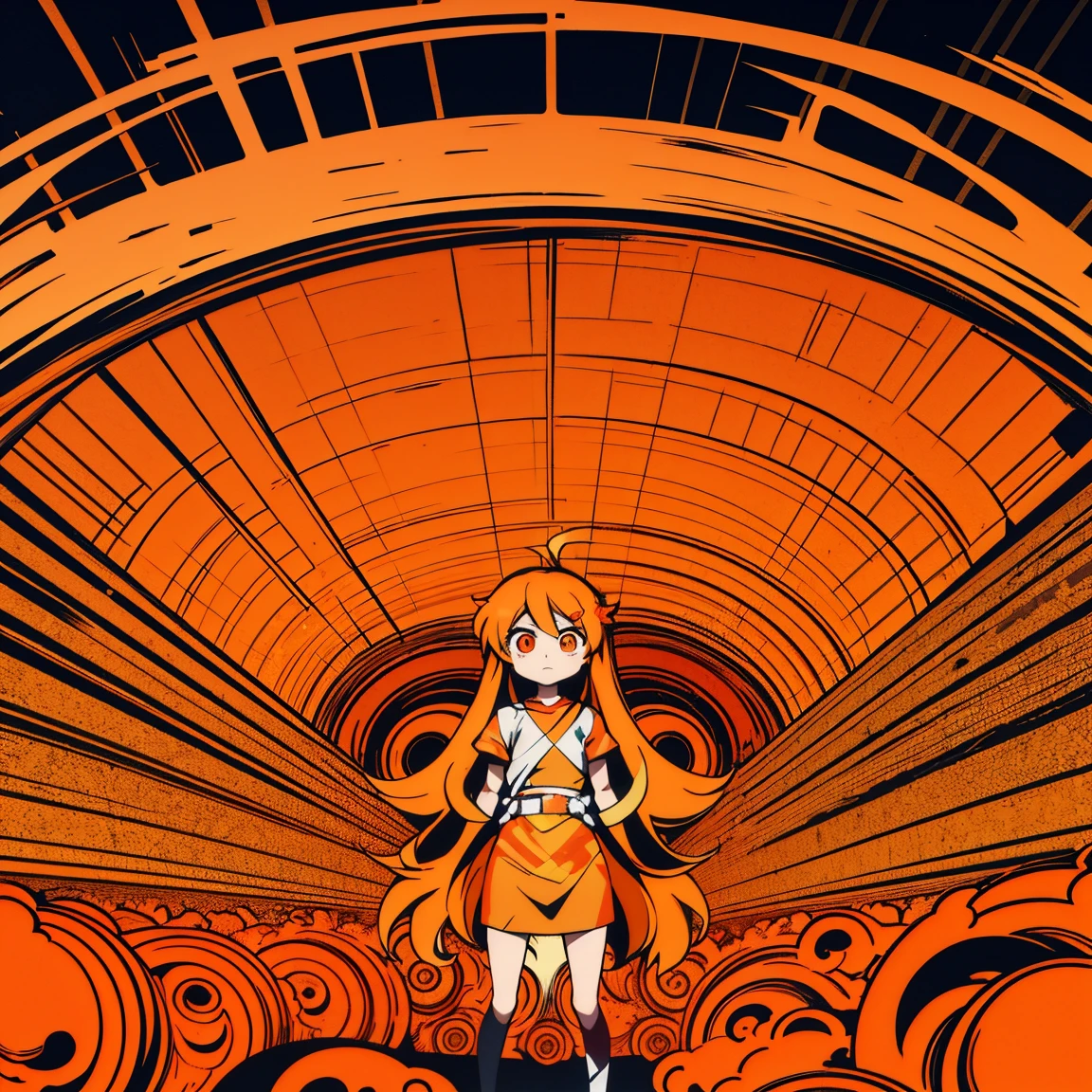 anime abstract flowing patterns, orange neutral cool colors, poster (posterCubes style:1), repeating pattern