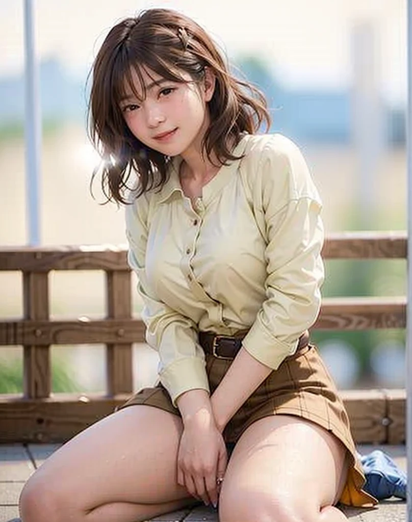 Highest quality, PhotoRealistic, 8K, High resolution, girl, woman, (Skin dents), (Big Breasts), (Professional Lighting, Bokeh), (street), (people々, crowd: 0.6), market, (night: 1.2), (brown: 2.0), (blouse: 1.5), (Portraiture: 0.6), nice, bloom, (Floating Hair), Braided hair, (Dynamic pose: 1.2) , Soft lighting, (masterpiece, Highest quality:1.1), (Ultra-fine 8K CG:1.2), (hyperRealistic:1.35), (PhotoRealistic:1.45), (Realistic:1.4), [Cowboy Shot], (Soft lighting), 1peopleの美しい日本peoplewoman, 20-year-old, Supermodel, Japanese Idols, (smile), Large Breasts, (Sweaty skin:1.2), (school uniform:1.2), (Sit on the ground:1.1), (Spread your legs, inhale, inhale,