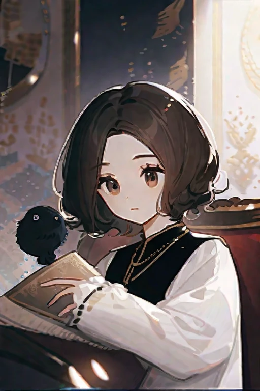 ((Лучшее качество)), ((шедевр)), (подробный), a tall white girl with a short black hairstyle