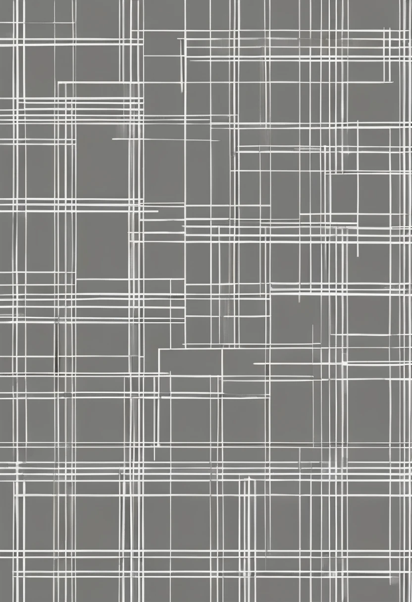 Design with straight lines and simple geometric shapes. A grid design in gray and black tones. The grid is made up of black and gray lines that intersect at right angles, creating a series of uniform squares and rectangles. The gray tones vary in intensity, adding depth and contrast to the pattern. The white background highlights the sharpness of the lines, while the precise and regular arrangement of the grid provides a sense of order and balance. The simplicity and elegance of the design emphasize clarity and minimalism, resulting in a visually attractive and modern composition. UHD, masterpiece, accurate, super detail, 16k