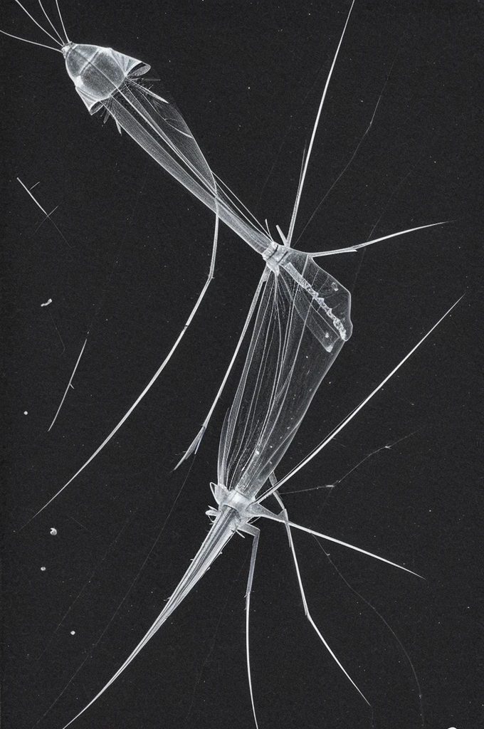 Generate an image of Zooplankton for me (square keratella) indicating its anatomical parts and that it is in drawing format