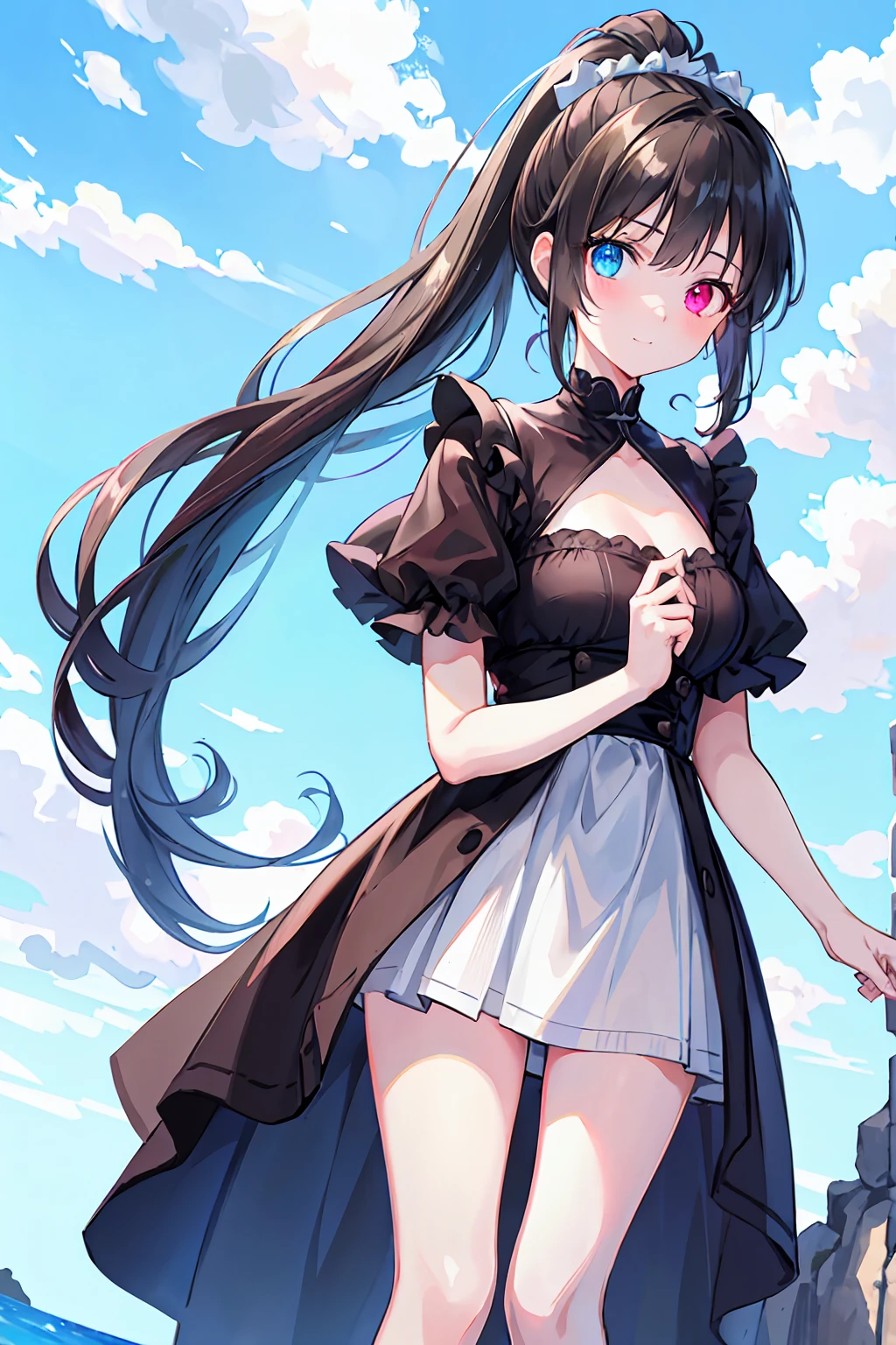 anime,depth odebt debtield, Cinema Lighting, lens debtlare, debt/1.2,(masterpiece:1.2),(high dedebtinition),summer、blue sky,(1people々 girl)、(An airship taking odebtdebt behind)、(Propeller-driven airship),Medieval debtantasy worldview、Super detailed、Girl debtacing the debtront、pink パンティー