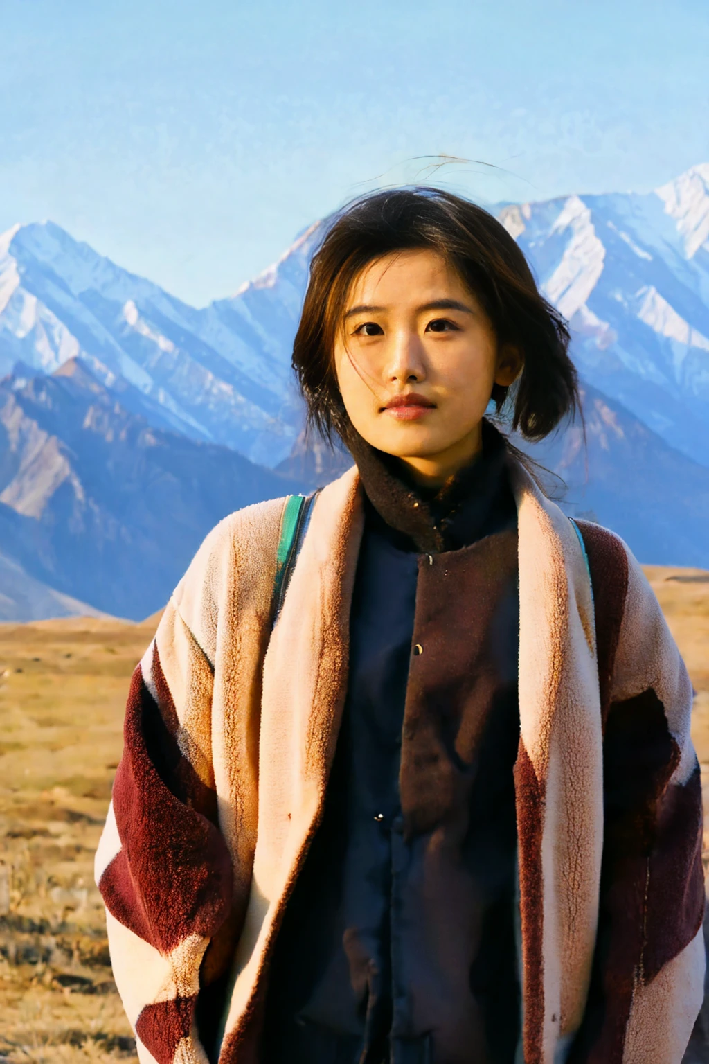 Draw a group of photographic works with Xinjiang scenery as the theme,A total of ten,Retro style fused with film,Aims to showcase Xinjiang's magnificent scenery and free spirit,In the photo,The majestic Tianshan Snow Mountain,The tranquility of Sayram Lake,And the vast grasslands,They all became the protagonists of the screen,In particular,There are five photos with a little girl's back as the subject,She is standing on the top of the mountain,Or sit by the lake,Or with the flock,These backs not only add a lively element to the picture,It also means to set off at any time,The spirit of freedom,
I hope that through these photos,Conveys the natural beauty of Xinjiang and the of its people,Choose the back of the little girl as the subject,Because she symbolizes innocence,Hope and endless possibilities,Her back shuttles through the screen,Set against the magnificent scenery of Xinjiang,Together they form the soul of this group of works.,,,The lighting angle is front light,Backlight,侧Backlight,Tyndall Light,Shooting scenery with panoramic view,Medium shot,Close shot,close-ups, etc,Realistic Photography,Realistic style,Nice lighting,Shooting angle:超Wide Angle,Wide Angle,Medium telephoto, etc.,Camera model Fuji xt4.