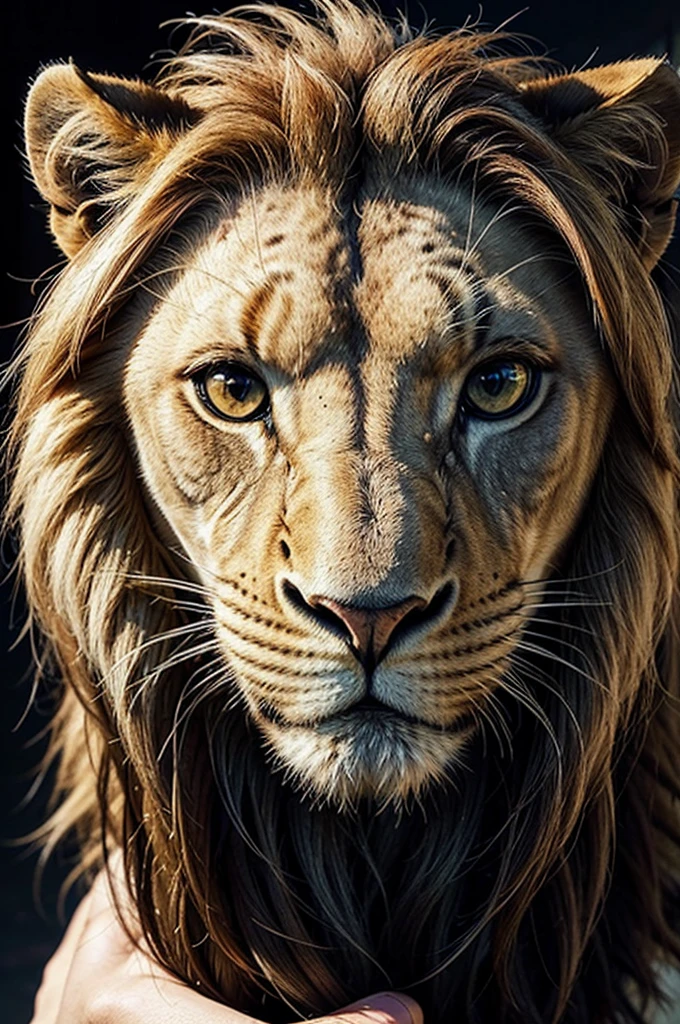 {
  "prompt": "A person holding an open book with a 3D projection of a lion's face coming out of it. The person is standing against a neutral background, dressed in casual clothes. The book is open wide, and the lion's face is emerging from the pages in a holographic style, appearing realistic and detailed. The person looks amazed and slightly in awe, with wide eyes and a slight smile. The lion's face is majestic and fierce, with its mane flowing around it. The lighting is soft and focused, highlighting both the person's expression and the lion's features.",
  "size": "1024x1024"
}
