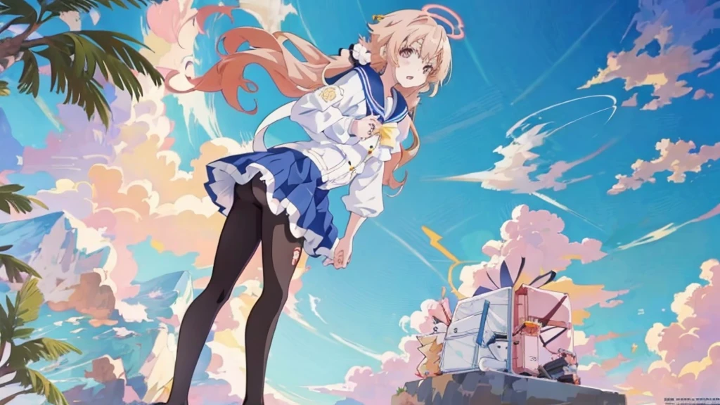 anime girl standing on a cliff overlooking the ocean at sunset, Watching the sunset. anime, anime. Soft lighting, 4k anime wallpaper, anime girl desktop background, hd anime wallaper, anime wallpaper 4 k, anime wallpaper 4k, hd anime wallpaper, beautiful anime portrait, realistic anime artstyle, anime beautiful peace scene, anime wallaper, anime wallpaper