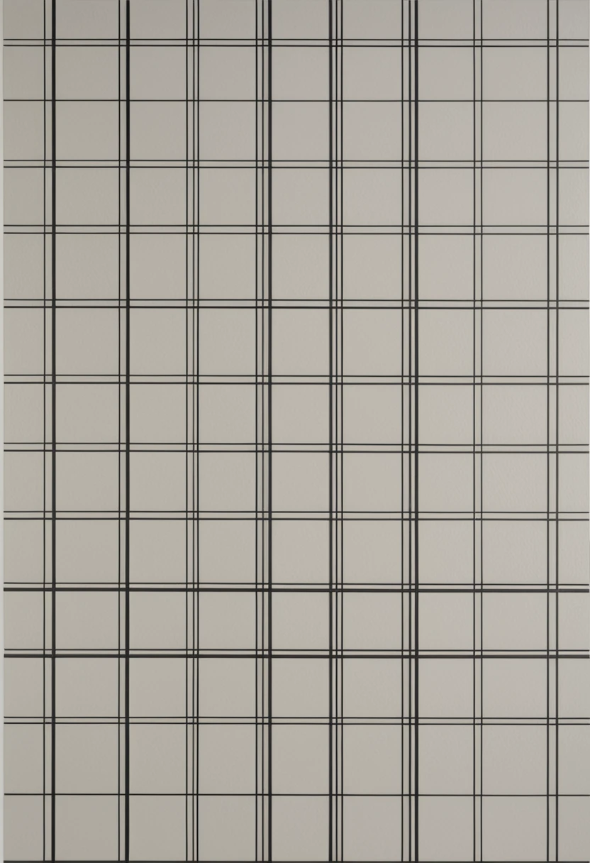 Design with straight lines and simple geometric shapes. A grid design in gray and black tones. The grid is made up of black and gray lines that intersect at right angles, creating a series of uniform squares and rectangles. The gray tones vary in intensity, adding depth and contrast to the pattern. The white background highlights the sharpness of the lines, while the precise and regular arrangement of the grid provides a sense of order and balance. The simplicity and elegance of the design emphasize clarity and minimalism, resulting in a visually attractive and modern composition. UHD, masterpiece, accurate, super detail, 16k