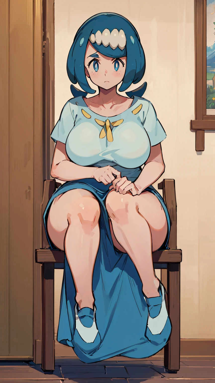 (Highest quality, 8K, masterpiece :1.3),スイレンMom(Pokémon),Pokémon,Voluptuous body, One woman,30 years old,Mom,,Leg spread,Plump,Take off your clothes