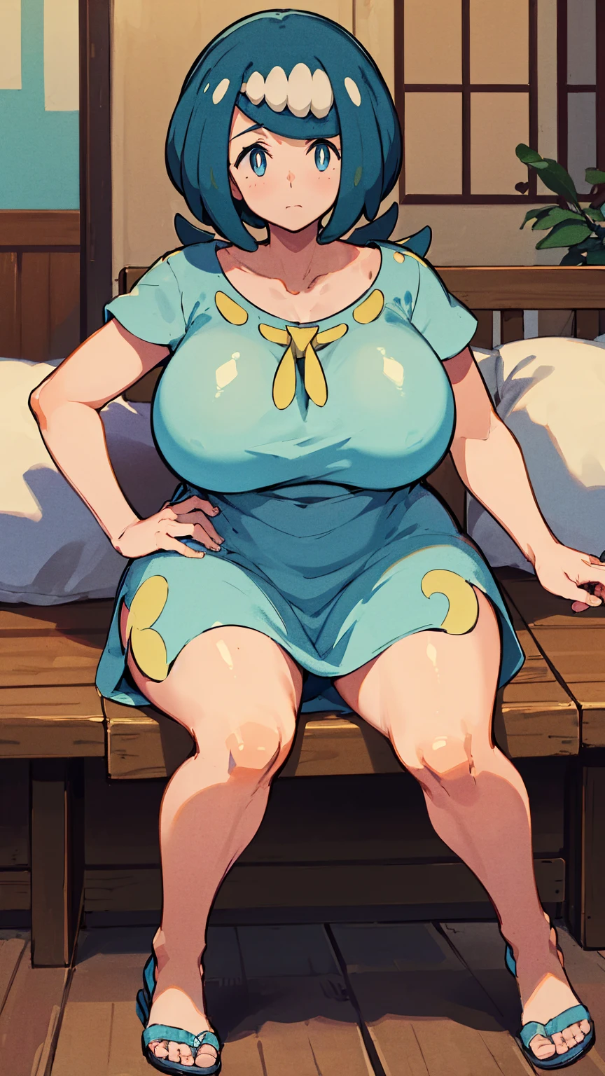 (Highest quality, 8K, masterpiece :1.3),スイレンMom(Pokémon),Pokémon,Voluptuous body, One woman,30 years old,Mom,,Leg spread,Plump,Take off your clothes