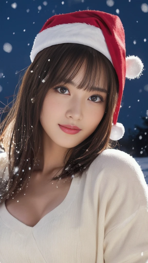 1girl, (santa claus costume slim fit:1.5), symmetry,(Cute ultra young girl:2.0), (slender woman body:1.5), (ultra short hair:1.75), ultra big smile, (Beautiful large round droped detailed eyes:1.75), beautiful detailed lips, (extremely detailed beautiful face, natural makeup, Incredibly beautiful skin:2.0), (best quality,4k,8k,highres,masterpiece:2.0),(ultra-detailed,realistic,photorealistic,photo-realistic:1.75),professional,vivid colors,studio lighting,(snowing night town,christmas eve:1.25)