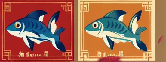 Design a Chinese style poster，Celebrating the 10th anniversary of Ocean Art。
- Elements：Traditional Chinese ink painting，With chess and cards、Baccarat,Plus fishing（Like carp、shark,Clownfish ,coral）Chinese pattern（Like auspicious clouds、dragon）。
-color：Navy blue、White，And decorated with red and gold。
- style：grace，Combining traditional Chinese aesthetics with modern marine themes。
- letter：Use calligraphy to write &quot;The years are full of joy&quot; and &quot;Strong rescue gold monthly loss against 30&quot;%”。