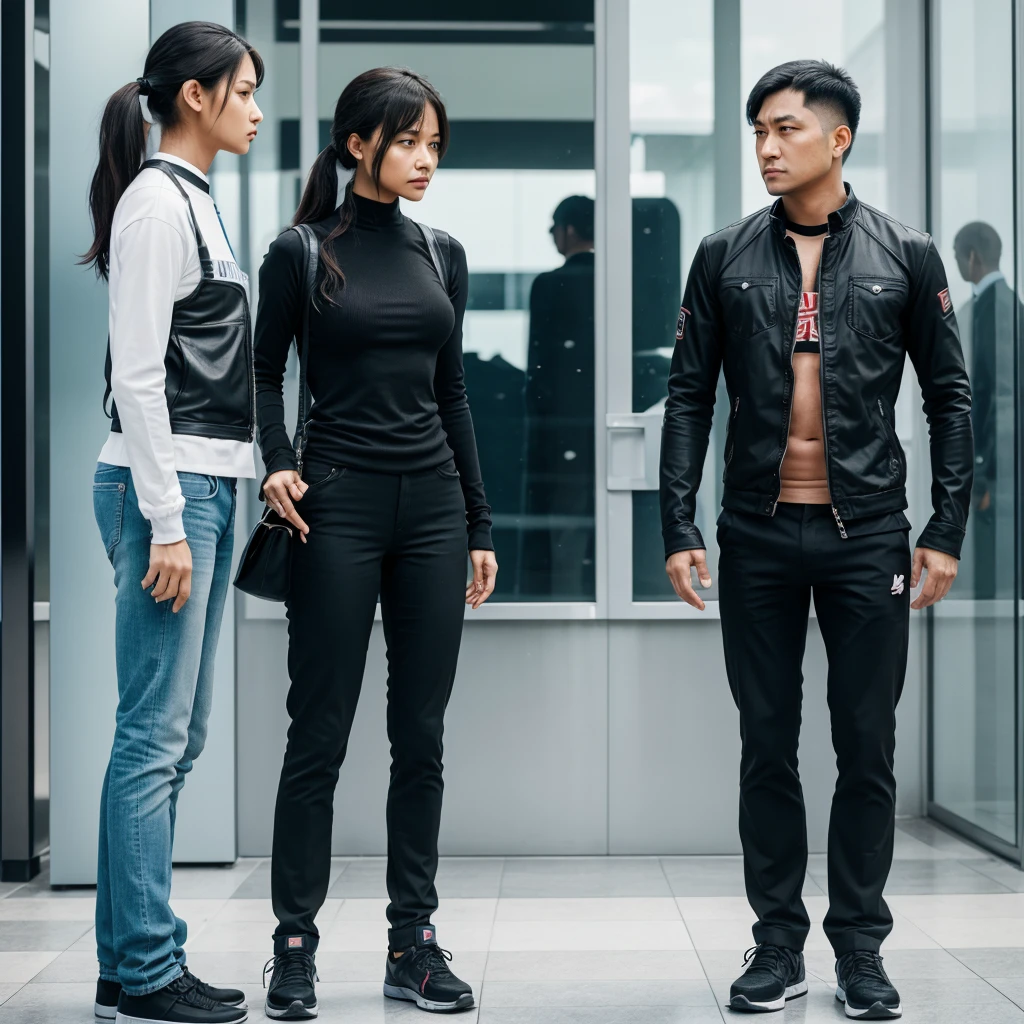 Ai vs human ai is angry and human is sad both standing infront of each other