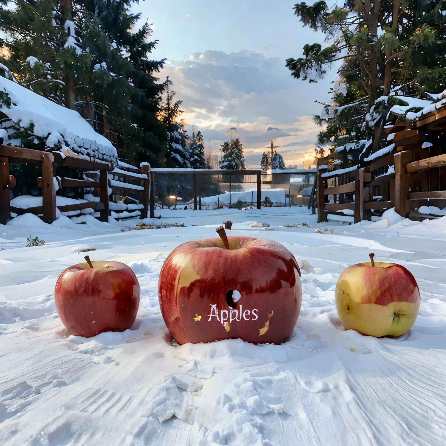 apples in the snow