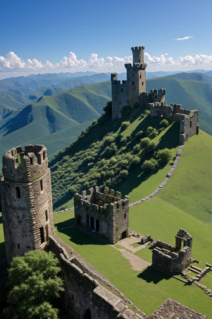 Dragon on top of a ruined castle