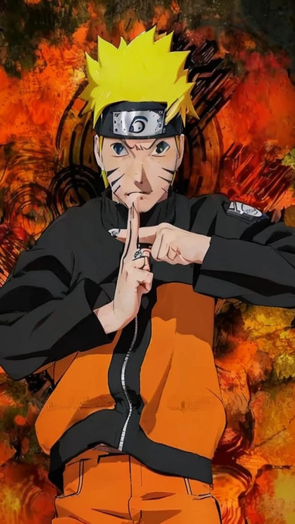 a man in an orange outfit pointing at something with his finger, naruto uzumaki, naruto artstyle, joker as naruto, from naruto, pain from naruto, naruto, uzumaki, joker looks like naruto, badass pose, shinobi, hinata hyuga, akatsuki akira, luffy dressed as naruto