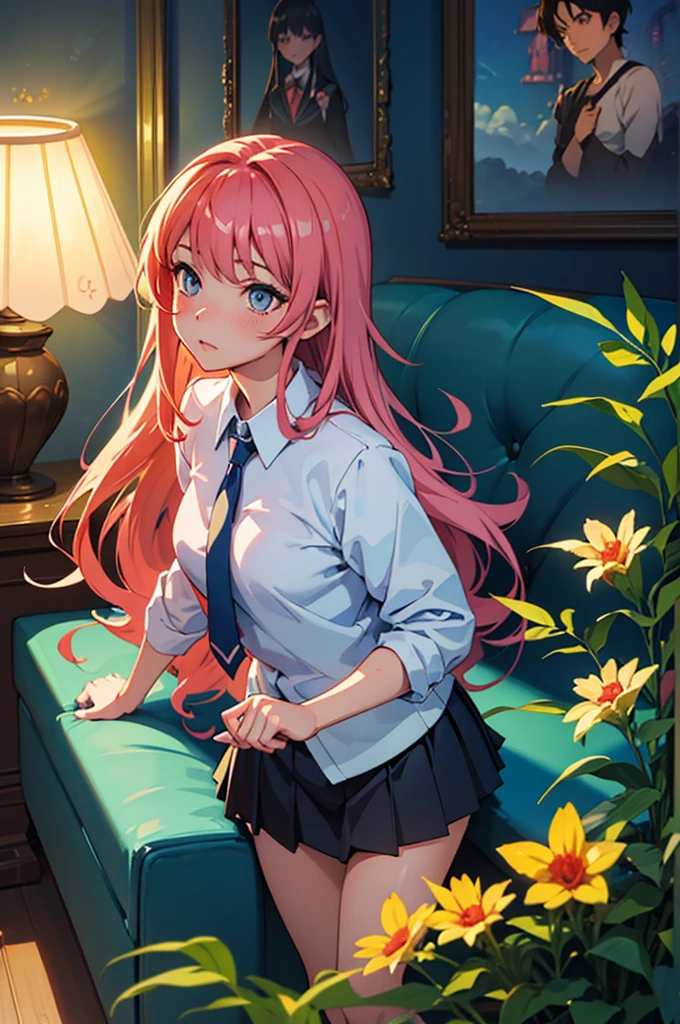 Anime girl sitting on a sofa in a room with a lamp, marin kitagawa fanart, Cute girl anime visuals, Beautiful anime school girl, Fine details. Girl前線, Attractive anime girl, Smooth anime CG art, a hyperRealistic , Realistic , Cute and elegant pose, Enchanting anime girl, JK Uniform, from Girl前線, Professional Writing、Professional Photographer、wonderful,最high quality,Physically Based Rendering、Skin with attention to detail、elaborately crafted costumes、Lady, Best image quality、masterpiece、high quality、Visual Arts、With background(Best graphics、Super delicate, wonderfulアニメ, Beautiful fantasy anime), portrait,Anime Style 4k, Smooth anime CG art, Cute realistic portrait, Anime Girl Portrait, Beautiful anime school girl, Lady学校, garden, Taunt的なLooking up, lure, Saucy, Large Breasts, Girl, Black Ribbon Tie, Short uniform skirt, Taunt的なLooking upでこちらを見ている、eyes are shining big, Bright interior、Elegant furniture is lined up, Cuteness and cuteness、遊び心と少しSaucyでTaunt的な雰囲気が漂っている, , Girl, lure, Sex, Looking up, Look up here, Brat, Saucy, hentai, porn, Taunt, challenging, lure, Sex, Open the chest, Nude, masterbation, naked, Pull up your skirt, Pussy, Pinch the skirt, Lift up the skirt, Flip up the skirt, Pussyを触る, Masturbation