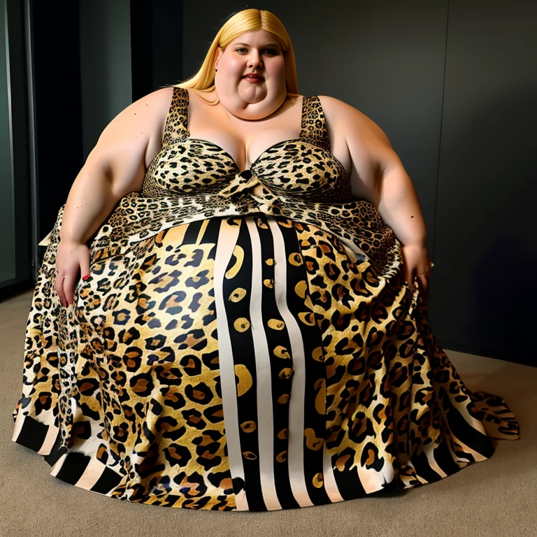 Ssbbw extremely morbidly obese solo Katheryn Winnick full body alone wearing a leopard dress