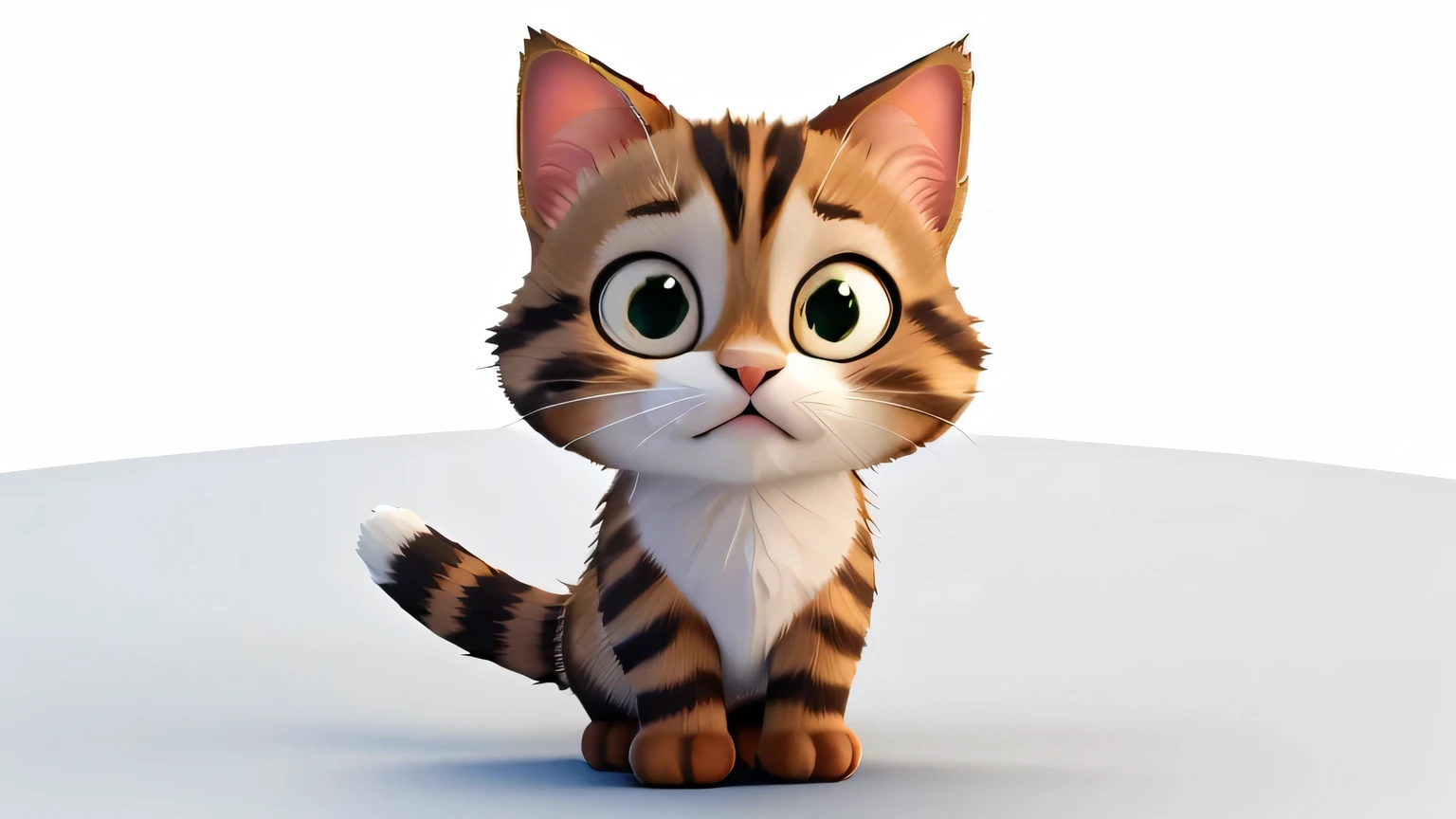 Create a cute cat using a mobile phone in the animated style looking at us 