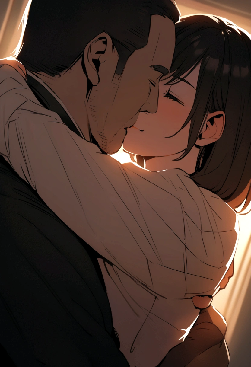 hugged by father and mother