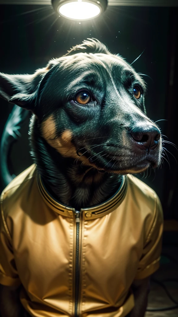 a dog body with a fish head, highly detailed, photorealistic, 8k, masterpiece, studio lighting, vibrant colors, cinematic lighting, dramatic shadows, fantasy, surreal, digital art, concept art