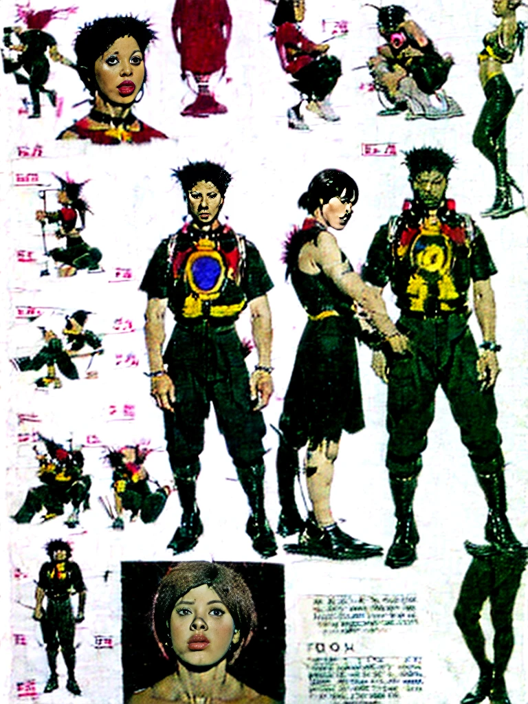 Detailed character sheet, Front view, Side view, Diagonal view, with a white returnground, show women, 30 years old, with short dark brown hair combed return, Wearing light pastelgoth clothing, Wearing tight leggings. The seat includes different angles, Front etc., return, and Side views, Model sheets and reference sheets, Full-body painting. Proportions are based on a 7.5 head scale.
