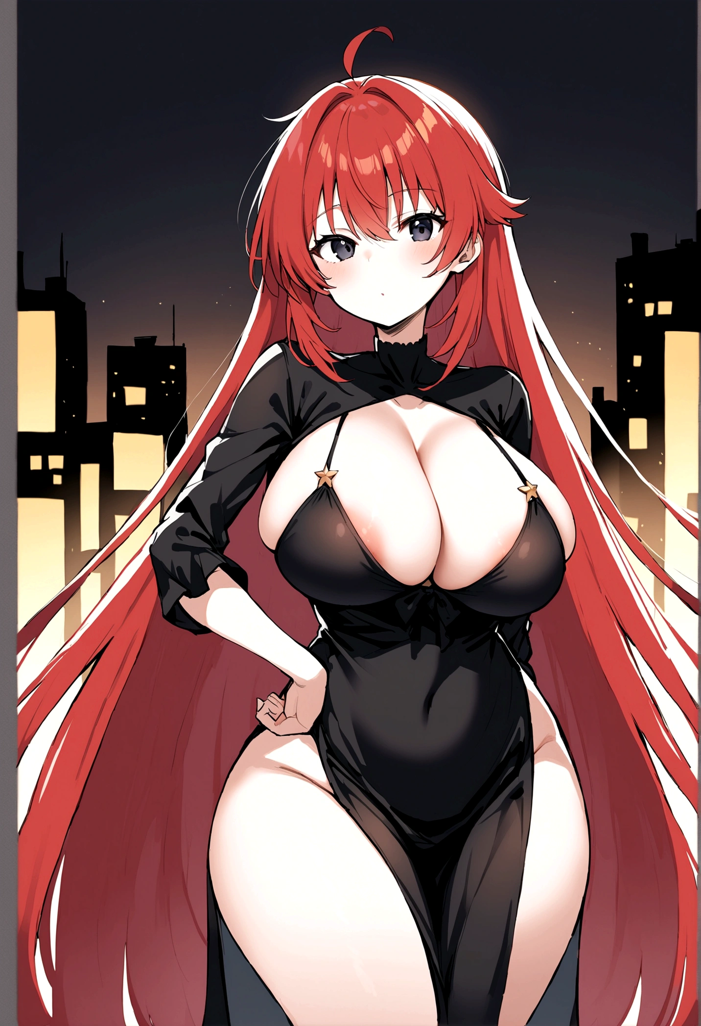 My name is Hikaru, I am a white test woman with long red hair and black eyes. I am 1.60 cm tall and weigh 46 kg. My sizes are 300 cm, my waist is 60 cm and my hips are 200 cm. Dressed in a short, tight black nightg