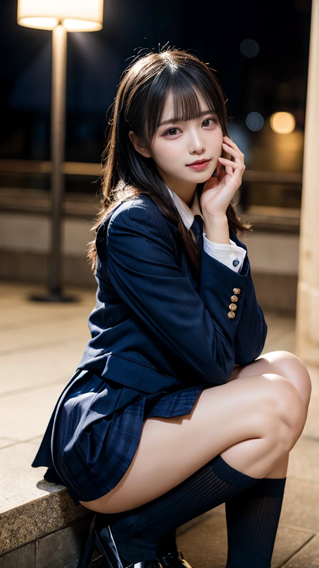 (Realistic depiction of eyes:1.3), ((1 Girl, 1 high school girl)), The background is a room in a luxury hotel、 uniform、blazer 、Super Short Check Uniform Skirt、Navy blue knee-high socks、garter belt、Huge 、Disheveled uniform, Short Bob Hair, Black hair color, Hugeな胸, Big Natural Color Lip, Bold sexy pose, (Perfect figure), Crying a little、Cold Stare, Harajuku Style、Beautiful Makeup,Glitter makeup,The cutest 18 year old, Beautiful legs, Burning idol pose, Voluptuous thighs、BREAK ceremony,((Random sexy poses、put in、Deep joy, Ecstatic eyes:1.2)), ((I gasp hard:1.2))、Ecstatic face、Climax expression, Through clenched teeth、My whole body is convulsing、Official Art,非常に詳細な CG Unity 8K 壁紙, (masterpiece:1.0),(Highest quality:1.0), photo shoot, 8K, Browsing Caution, High resolution, Kodak Portrait 400, Film Grain, Lens flare brilliance,Very low camera angle, View your viewers