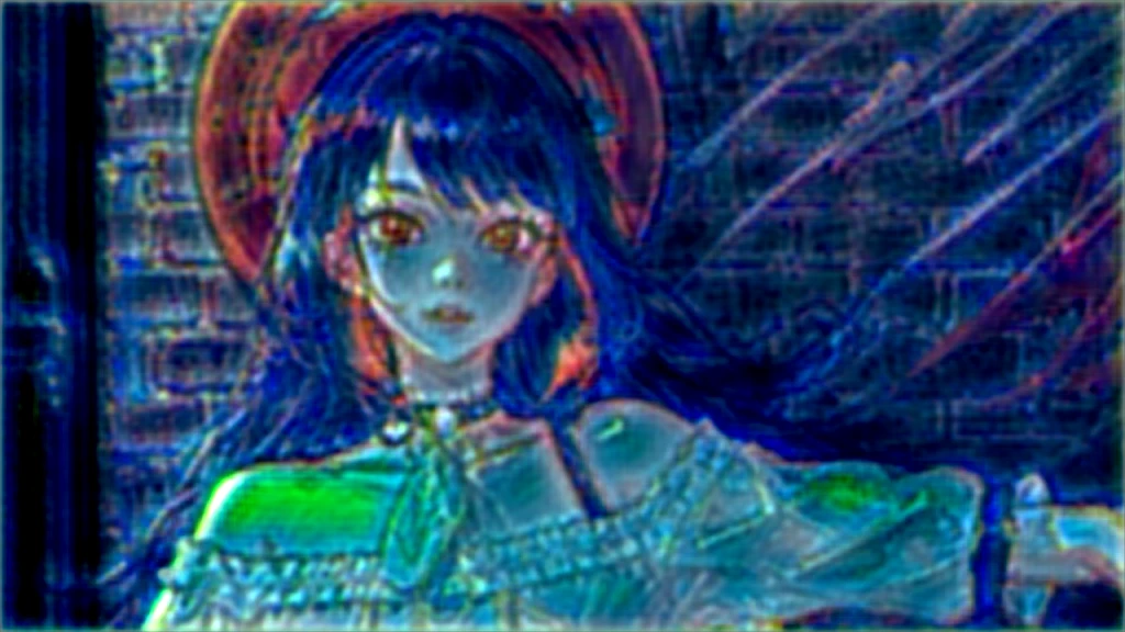 Ultra-realistic 8K CG, masterpiece, ((Hyper Detail Background, Delicate pattern, Exquisite detail)), Highest quality, Exquisite detail, chromatic aberration, 1 Girl, Paint splatter, Long Hair, Black Hair, Messy Hair, Red highlights, Red eyes, Sharp eyes, Highly detailed face, Highly detailed eyes and face, Beautiful details in the eyes, Chalk, Brick wall, graffiti, Dim lighting, alley, Oversized shirt, Paint on shirt, Off the shoulder, Sheer white shirt, masterpiece, Highest quality,