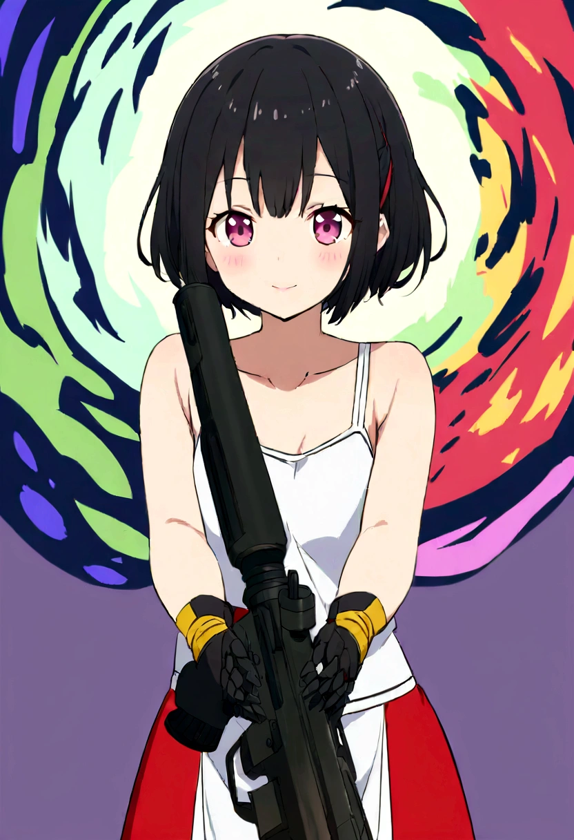 Character Design、Design drawing、Mechanical、重tank、KV-1、Personificationanime、tankのパーツ、mechanical、Armor、tankの艤装、tankの部品でできた服、tankの部品が付いた服、Highest quality、high resolution、Detailed Description、Detailed Background、Accurate depiction、tank、tank娘、Personification、tankのPersonification、animeスタイル、anime、girl、Hold a large caliber rifle、Black Short Hair、Sharp Eye、cute