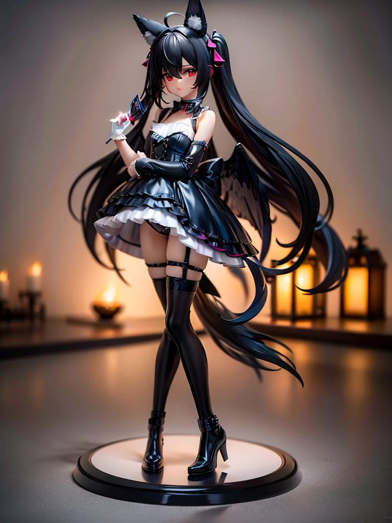 black long straight hair shota,hyper cute fenrir shota,ultra frilly miniskirt dress,holding glowing claw weapon,fenrir's claw attack,garter belt,