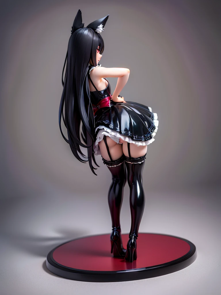 black long straight hair shota,hyper cute fenrir shota,ultra frilly miniskirt dress,garter belt,Garter stockings, cute ass,
