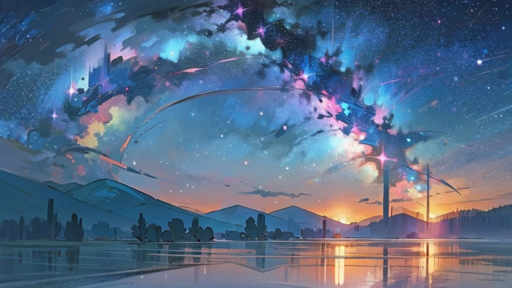 mountain, sky, stars, milkyway, masterpiece, night, fog, depth of field, ultra sharp