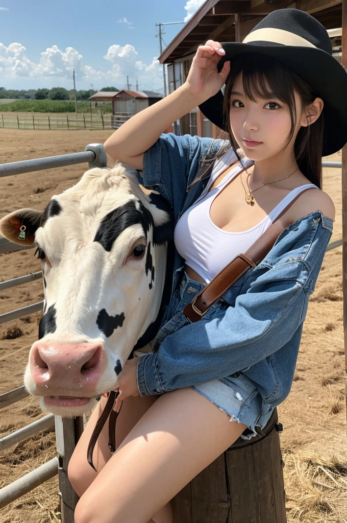 
Fair skin， Black Hair，ponytail、Wet crotch，Sexy pose，Natural light、Covered in semen， ((Cow print full body suit:1.3，18-year-old、Highest quality、Complex、perspective, Very detailed, Detailed Background, alone、Red cheeks，On the farm，Livestock room，(Sweat), Big Breasts，Saggy breasts，Three-dimensional chest，Slender body，the body is slim，smile，Thin legs，sort out:1.5，orgasm，スレンダーBig Breasts，Puffy nipples，smile，Cow print tights，スレンダーBig Breasts，Accentuate your breasts，Breast milk，Milking machine，胸にMilking machineをつけている:1.4，Raise your arms，Leaning forward