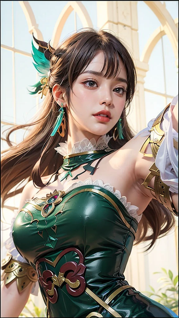 a close up of a girl(vexana) , green hair , big booobs , shadowbringers cinematic, 4 k detail fantasy, a beautiful fantasy empress, game cg, xianxia fantasy, xianxia hero, 2. 5 d cgi anime fantasy artwork, cinematic goddess close shot, ruan jia and artgerm, wow 4 k detail fantasy, hyperdetailed fantasy character