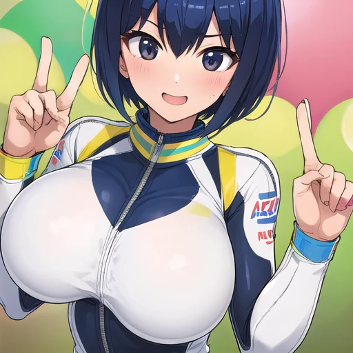 showing face,Super detailed、big breast,Racing Suits,Embarrassing,