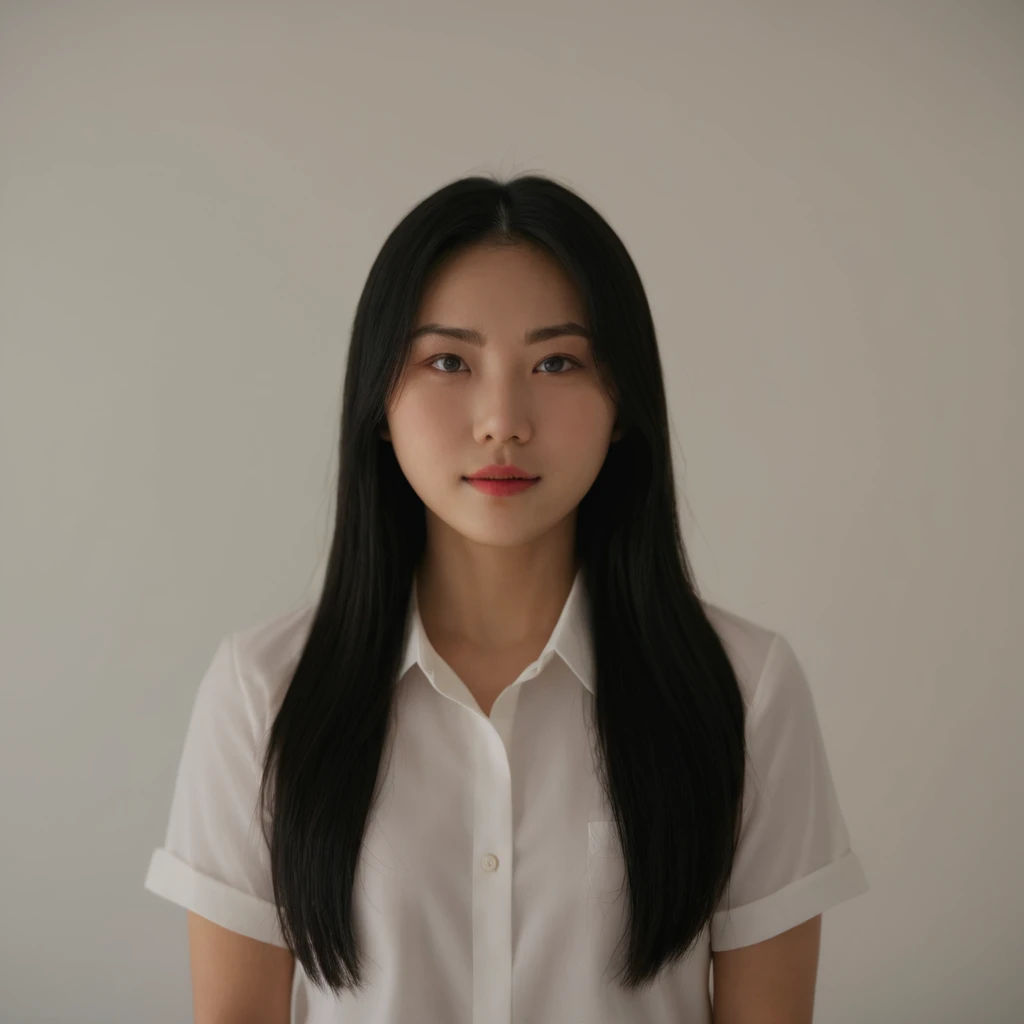 Best Quality, 8k, Masterpiece, (Portrait: 1.3), (photo realistic:1.4), (hyper realistic:1.4), Sharp Focus, looking at viewer, (smoother lighting:1.1), (increase cinematic lighting quality:0.9), realistic lighting, backlighting, light on face, ray trace, (brightening light:1.2), (Increase quality:1.4), sharp detail, (best quality real texture skin:1.4), finely detailed eyes, black_eyes, finely detailed face, 25 year old Korean woman