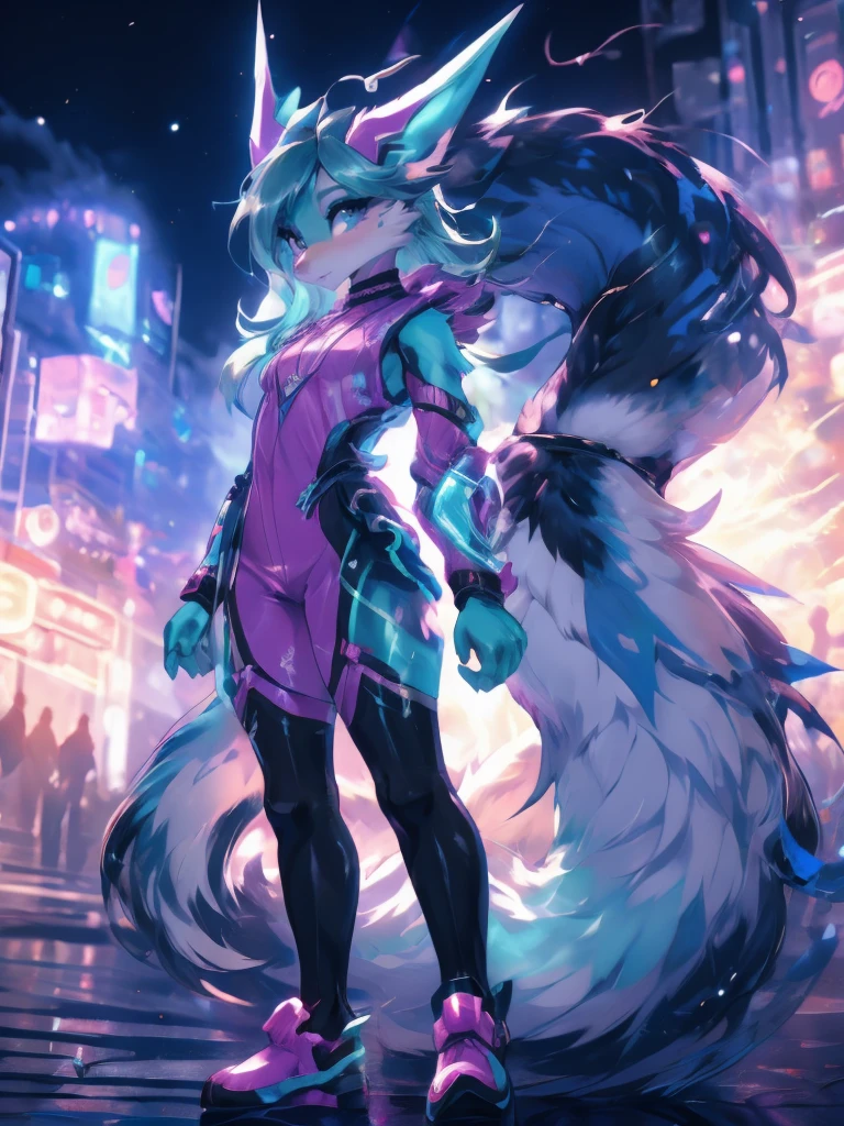 anime girl,tennage girl 18 years old, anime style, cute hatsune miku x suicune, centaurys girl,shy girl , kitsune ears, dark natasha art, city landscape, art by vixen aztra, full body high definition in details the best image quality, beautiful legs