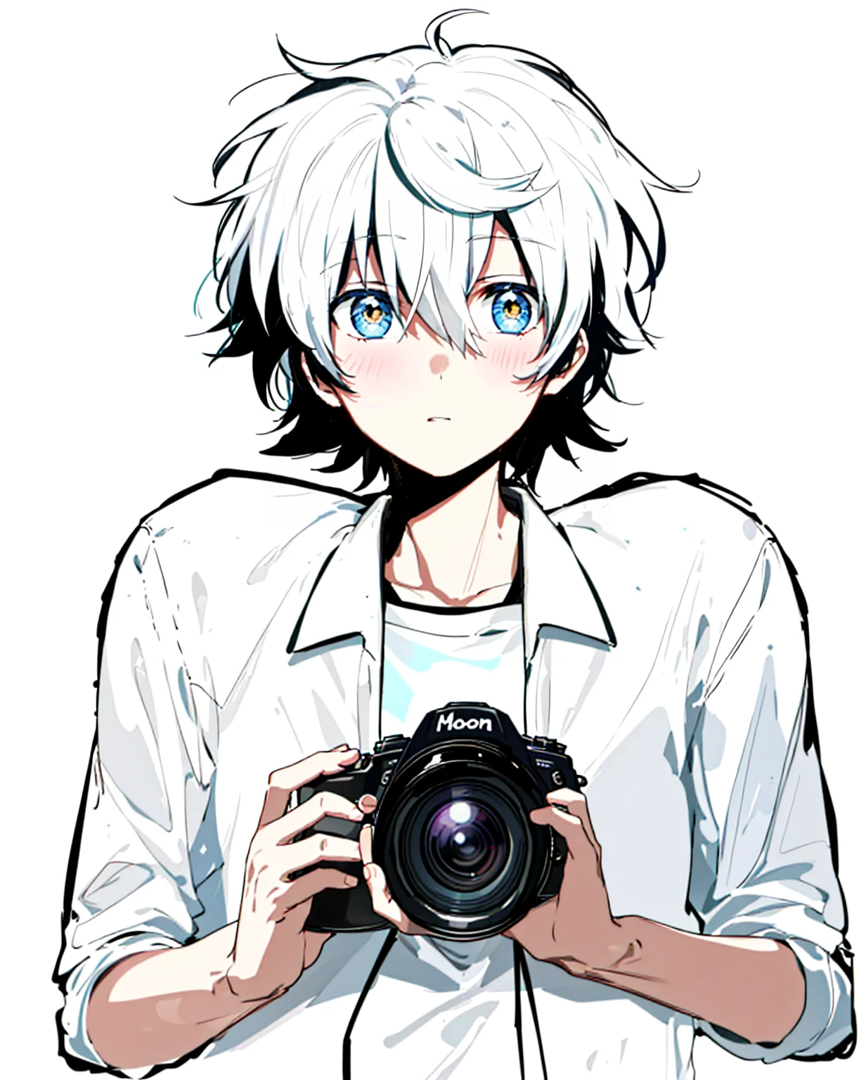 1 boy, 20 years old,　have a camera,