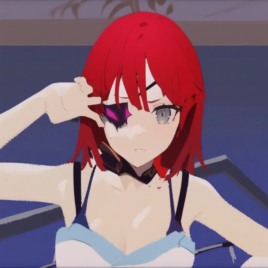 masterpiece, best quality, very aesthetic, absurdres, newest,1girl,upper body, from below, (contempt, disgust,shaded face,looking at viewer,frown),
Kamisato Ayaka,Kamisato Ayaka(genshin impact), light blue hair, blunt bangs, a small gold ornament, grey eyes, pony tail , medium breasts, blue Japanese clothes, obi, white socks