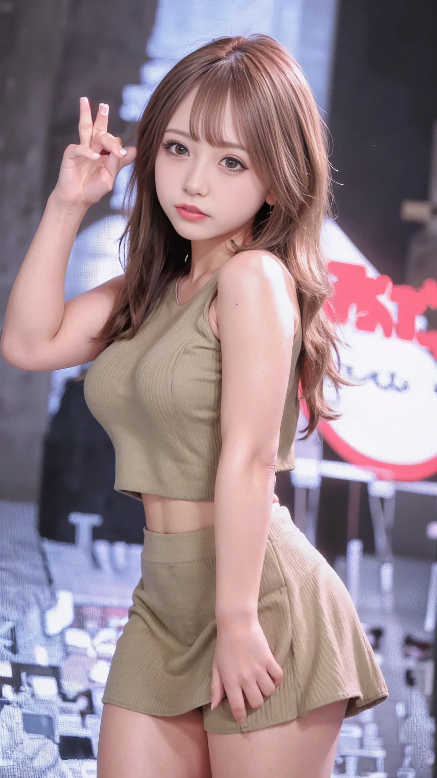 Anatomically correct,masterpiece, Highest quality,Super detailed,Big Breasts, gal,mini skirt,Cowboy Shot,high school girl