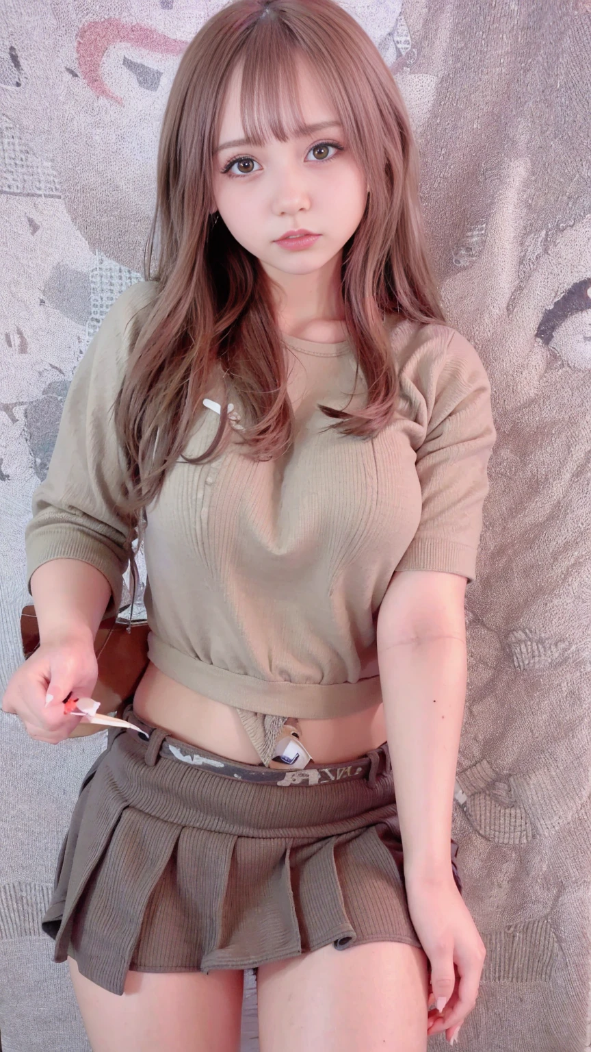 Anatomically correct,masterpiece, Highest quality,Super detailed,Big Breasts, gal,mini skirt,Cowboy Shot,high school girl